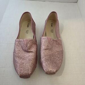 TOMS Venice Collection Classic Slip-On Shoes in a Rose Glow Iridescent Glitter